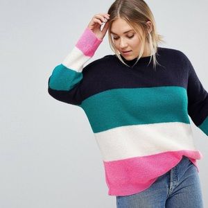NWT ASOS CURVE Chunky Sweater Bright Block Stripe
